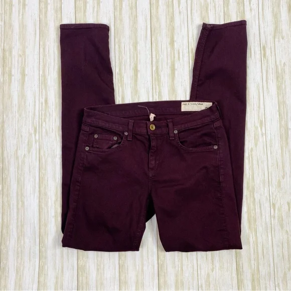 Rag & Bone Maroon Fine Wine The Dre Skinny Jeans